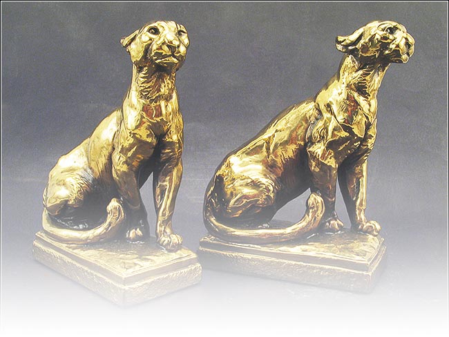 Tiger or Lioness, BIG Marion Bronze 1920s Antique Bookends
