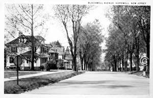 Blackwell Avenue Looking North -- Vintage postcard, Hopewell NJ