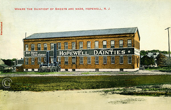 Hopewell Dainties (The Chocolate Factory) -- Vintage postcard, Hopewell NJ