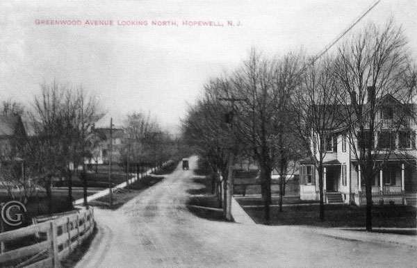 Greenwood Avenue Looking North -- Vintage postcard, Hopewell NJ