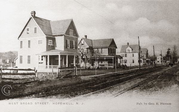 West Broad Street -- Vintage postcard, Hopewell NJ