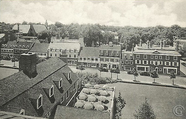 Birdseye View of Palmer Square -- Vintage postcard, Princeton NJ