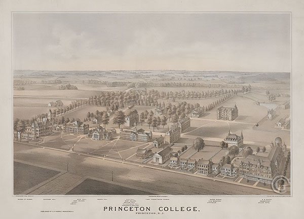 Princeton College, Birdseye View -- Vintage postcard, Princeton NJ