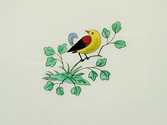 Product photo #100_2457 of SKU 21001104 (Lenox 1930s Pedestal Cake Stand, Hand-painted Bird Decoration)
