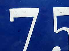 Product photo #100_2591 of SKU 21001116 ( “75” Blue & White Antique Porcelain Sign, House Number)
