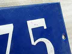 Product photo #100_2593 of SKU 21001116 ( “75” Blue & White Antique Porcelain Sign, House Number)