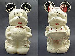 Product photo #100_3478 of SKU 21001170 (c.1940 Mickey-Minnie 4in1 Turnabout Cookie Jar)