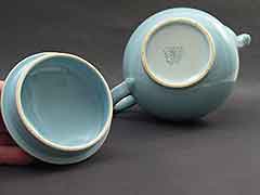 Product photo #100_5005 of SKU 21001193 (1940s Lu-Ray Pastels Blue Teapot, TS&T Taylor Smith & Taylor)