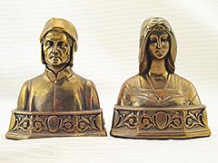 "Dante and Beatrice" Galvano Bronze Bookends