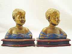 “Laughing Boy” 1920s Armor Bronze Antique Bookends