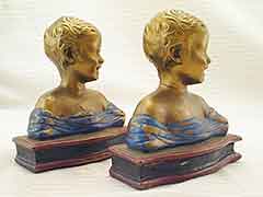 Product photo #100_5965 of SKU 21001235 (Desiderio “Laughing Boy” 1920s Armor Bronze Antique Bookends)