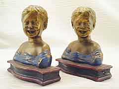 Product photo #100_5966 of SKU 21001235 (Desiderio “Laughing Boy” 1920s Armor Bronze Antique Bookends)