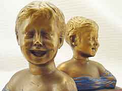 Product photo #100_5967 of SKU 21001235 (Desiderio “Laughing Boy” 1920s Armor Bronze Antique Bookends)
