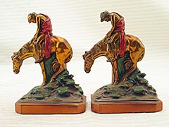 "End of the Trail" Ronson Spelter Bookends
