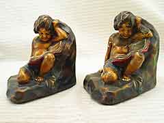 Product photo #100_6021 of SKU 21001238 (“Cherub Reading” Child 1910s Armor Bronze Antique Bookends)