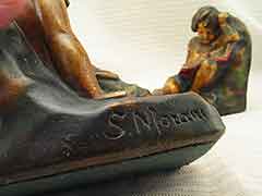 Product photo #100_6029 of SKU 21001238 (“Cherub Reading” Child 1910s Armor Bronze Antique Bookends)