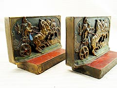 "Glory" Chariot Horse Pompeian Bronze Bookends