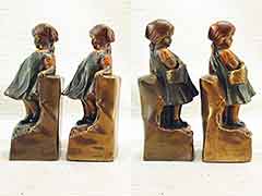 Product photo #100_6152 of SKU 21001245 (“Basket Case” Little Girl 1920s Armor Bronze Antique Bookends)