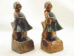 Product photo #100_6156 of SKU 21001245 (“Basket Case” Little Girl 1920s Armor Bronze Antique Bookends)