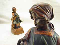 Product photo #100_6158 of SKU 21001245 (“Basket Case” Little Girl 1920s Armor Bronze Antique Bookends)
