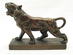 Roaring Tiger 1920s Pompeian Bronze Bookend Statuette