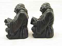 Product photo #100_6493 of SKU 21001263 (“Good Book” Monk Reading 1920s Armor Bronze Antique Bookends)