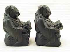 Product photo #100_6495 of SKU 21001263 (“Good Book” Monk Reading 1920s Armor Bronze Antique Bookends)