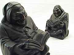 Product photo #100_6498 of SKU 21001263 (“Good Book” Monk Reading 1920s Armor Bronze Antique Bookends)