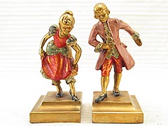 "Courtly Dancing Couple" Armor Bronze Bookends