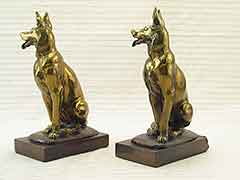 Product photo #100_6581 of SKU 21001267 (“German Shepherd” Dog 1920s Pompeian Bronze Antique Bookends)