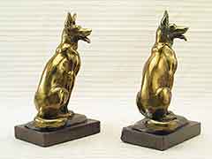 Product photo #100_6583 of SKU 21001267 (“German Shepherd” Dog 1920s Pompeian Bronze Antique Bookends)