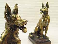Product photo #100_6586 of SKU 21001267 (“German Shepherd” Dog 1920s Pompeian Bronze Antique Bookends)