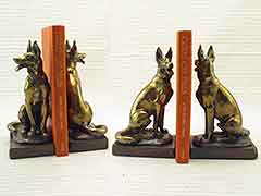 Product photo #100_6590 of SKU 21001267 (“German Shepherd” Dog 1920s Pompeian Bronze Antique Bookends)