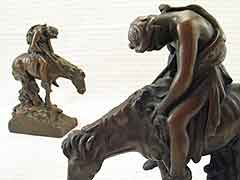 BIG 8-inch “End of the Trail” 1920s Galvano Bronze Bookends