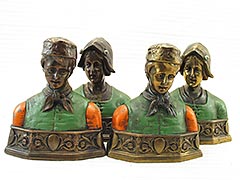 Two-pair “Dutch Couple” 1920s Pompeian Bronze Bookends