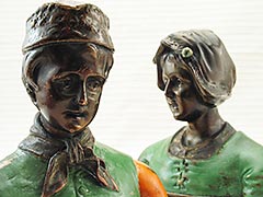 Product photo #100_6644 of SKU 21001270 (“Dutch Couple” 1920s Pompeian Bronze Bookends, Dark Patina)