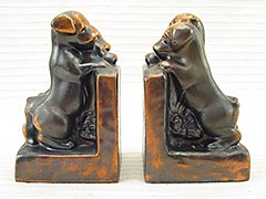 "Puppy Triplets" Dogs at wall Spelter Bookends