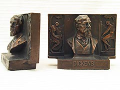 "Dickens" wall bust Pompeian Bronze Bookends
