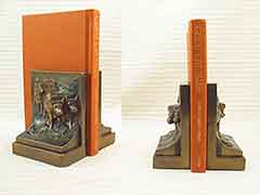 Product photo #100_7561 of SKU 21001307 (“The Covered Wagon” 1920s Pompeian Bronze Antique Bookends)