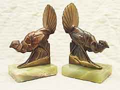 Product photo #100_7650 of SKU 21001311 (Ruffed Grouse 1920s Bronze Bird on Onyx Antique Bookends)