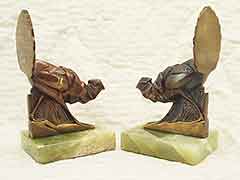 Product photo #100_7653 of SKU 21001311 (Ruffed Grouse 1920s Bronze Bird on Onyx Antique Bookends)
