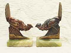 Product photo #100_7654 of SKU 21001311 (Ruffed Grouse 1920s Bronze Bird on Onyx Antique Bookends)