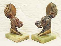 Product photo #100_7655 of SKU 21001311 (Ruffed Grouse 1920s Bronze Bird on Onyx Antique Bookends)