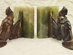 Product photo #100_7659 of SKU 21001311 (Ruffed Grouse 1920s Bronze Bird on Onyx Antique Bookends)