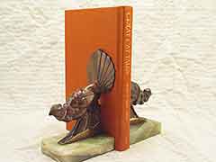 Product photo #100_7671 of SKU 21001311 (Ruffed Grouse 1920s Bronze Bird on Onyx Antique Bookends)