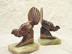 Product photo #100_7673 of SKU 21001311 (Ruffed Grouse 1920s Bronze Bird on Onyx Antique Bookends)