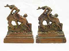 "Ride em Cowboy" 1930s Pompeian Bronze Antique Bookends