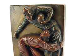 Product photo #100_7887 of SKU 21001321 (“The Tackle” 1920s Football Bronze-clad Antique Bookend)