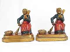 Product photo #100_7940 of SKU 21001324 (“Woman Spinning Yarn” 1920s  Armor Bronze Antique Bookends)