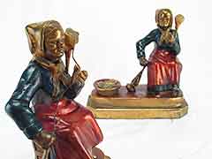 Product photo #100_7946 of SKU 21001324 (“Woman Spinning Yarn” 1920s  Armor Bronze Antique Bookends)